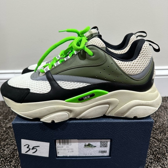 Dior x Kim Jones B22 Olive Green & White Sneakers - Picture 2 of 10